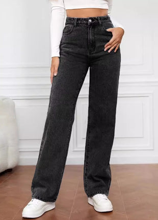 High-waisted Straight-leg Jeans