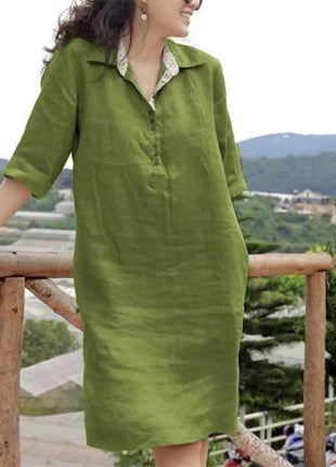 V-neck Loose Mid-length Dress