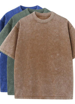 Cotton Heavy Distressed Drop Shoulder Shirt - 3 Pcs