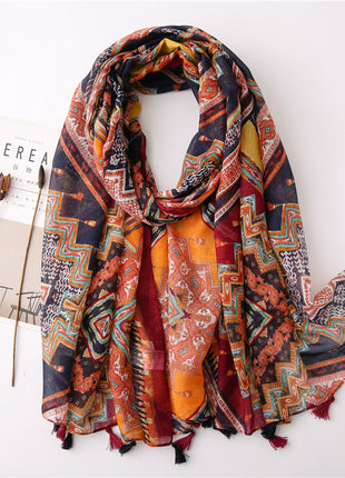 Japanese Style Artistic Cotton and Linen Scarf Bohemian Cashew