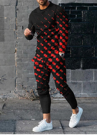 Round Neck Long Sleeve T-shirt Trousers Set