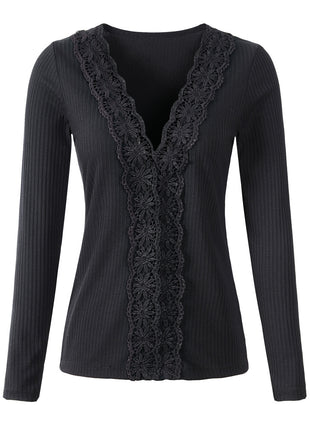 Lace Long Sleeve Slim Stretch Top