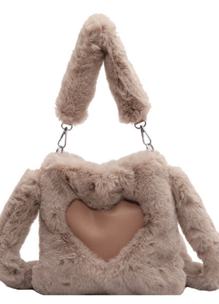 Love Winter Plush Shoulder Handbags