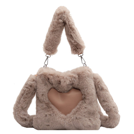 Love Winter Plush Shoulder Handbags