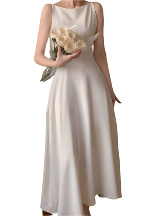 Off-shoulder Sleeveless Waist Slimming Dress