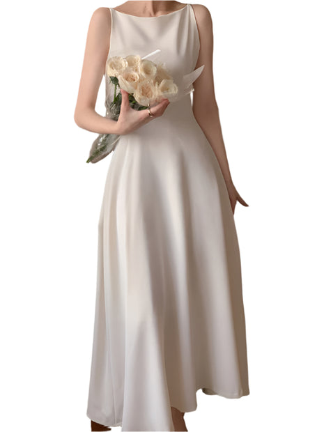 Off-shoulder Sleeveless Waist Slimming Dress