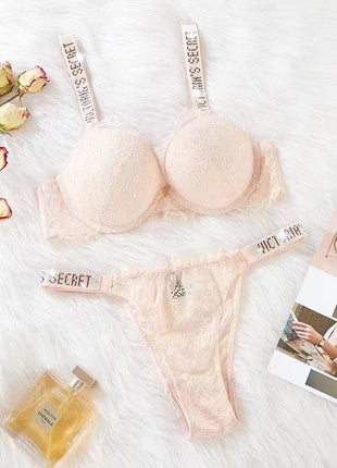 Lace Rhinestone Bra & Panty Set