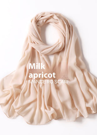 Pure Color Pearl Chiffon Scarf Headcloth Veil Chiffon Scarf