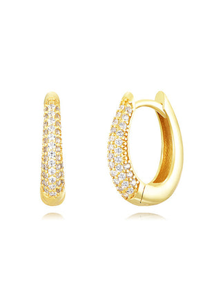 Sterling Silver Needle Street Fashion Geometry Pattern Round Rhinestone Earrings