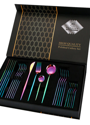 Stainless Steel Tableware 24-piece Set with Gift Box