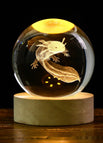 Solid Wood Lamp Holder / Newt 6cm Crystal Ball