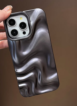iPhone 14/15/16 All Models Matte Black Water Ripple Case