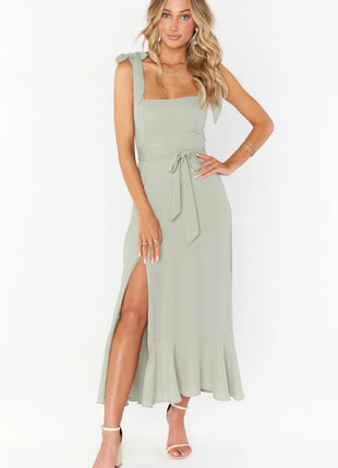 Temperament with Lace-up Dress