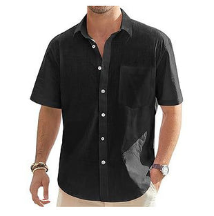 Cotton And Linen Short Sleeve Shirt