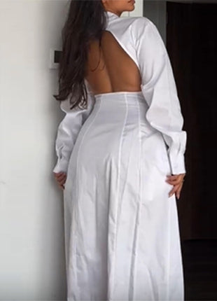 Sense Backless Waist Trimming Dress