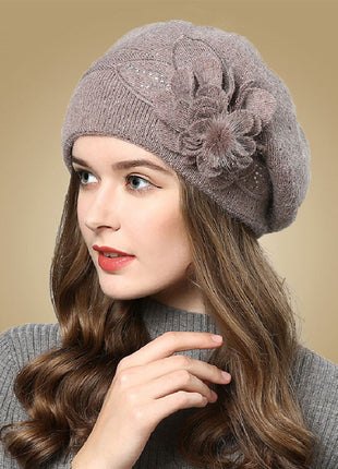 Rabbit Fur Knitted Woolen Cap