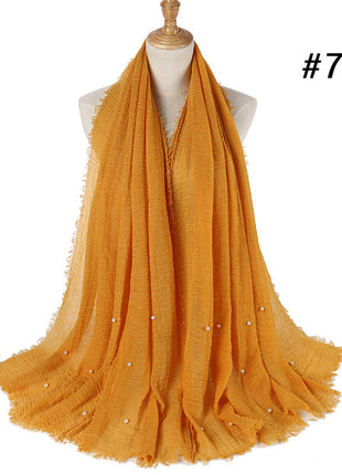 Cotton and linen crumpled monochrome scarf