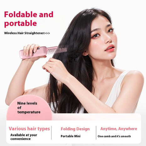 Straight Comb Hair Straightener – Wireless, Portable &amp; Anti-Frizz Magic Brush