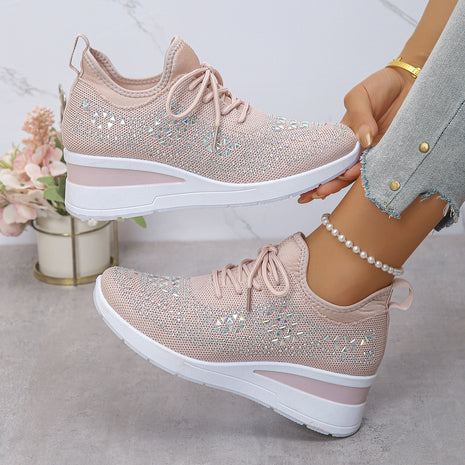 Rhinestone Lace Up Commuter Shoes
