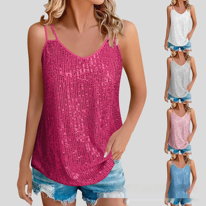 Sequins V-neck Strap Vest