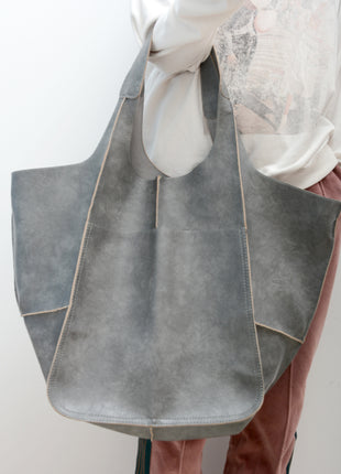 Simple Big Bag Soft Leather Shoulder Tote