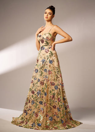 Elegant Sleeveless Sequined Suspender Dress