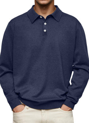 Long Sleeve V-neck Buttons Men's Casual Jacket Polo Shirt