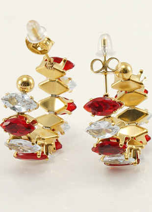 Stainless Steel Zircon Rhinestone Earrings