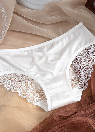 Lace Pansy Cross Strap Breathable Low Waist Briefs