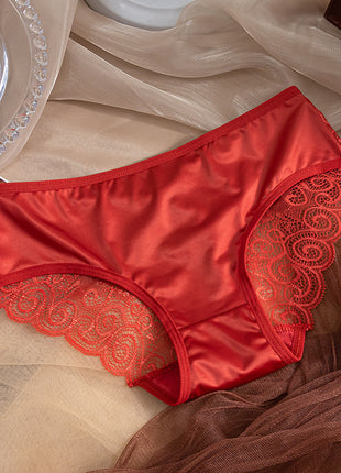 Lace Pansy Cross Strap Breathable Low Waist Briefs