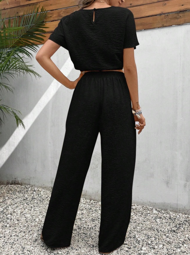 Earthy Clothes Casual Top Loose Pants Two Piece Suit Set