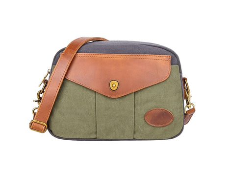Color Blocked Retro Canvas Crossbody Bag