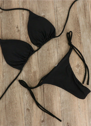 Halter Neck Tie Bikini Ladies Split Tie Swimsuit