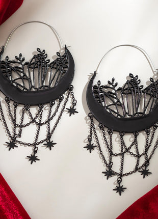 Halloween Flower Hollow Tassel Stud Earrings