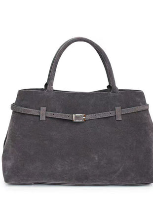 Solid Faux Suede Large Capacity Tote Bags