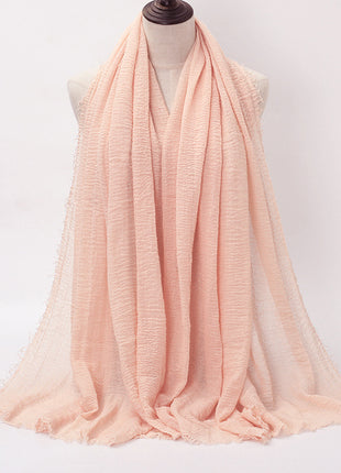 Pure Color Pleated Cotton Scarf Cotton And Linen Scarf