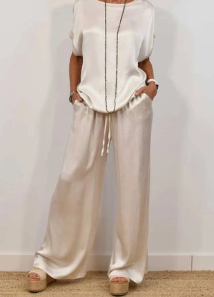 Loose Shirt Wide Leg Pants Casual Suit