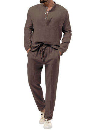 Casual Long Sleeve Shirt And Trousers Suit
