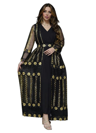 Vest and Long Kraft Tan Dress Set