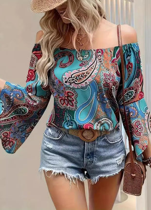 Off-the-shoulder Elegant Ruffle Sleeve Blouse