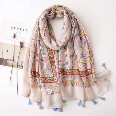 Japanese Style Artistic Cotton and Linen Scarf Bohemian Cashew
