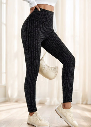 Spring And Autumn Women'S Solid Color Pit Strip Casual Tights