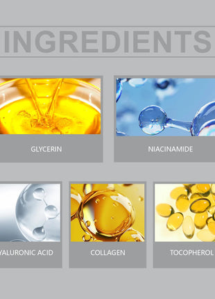 Ingredients displayed with images and labels on a gray background