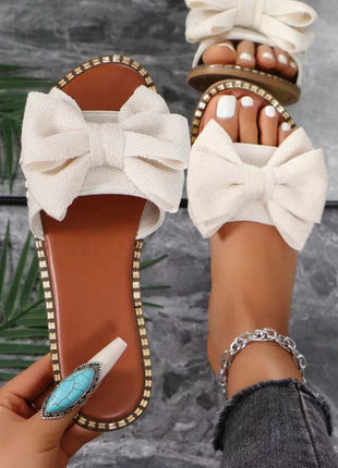 Bottom Rhinestone Bowknot Cloth Flat
