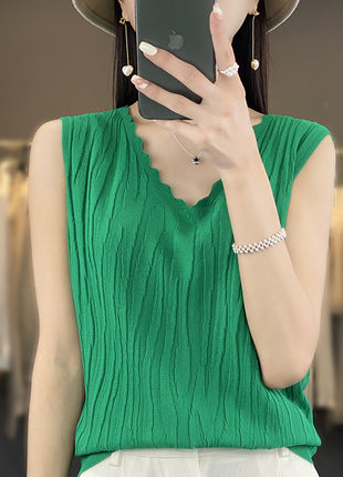 V-neck Ice Silk Camisole Sleeveless Top