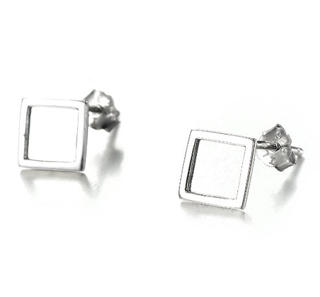 925 Sterling Silver Square Shape Earrings