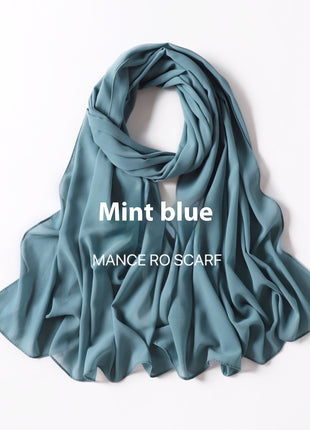 Pure Color Pearl Chiffon Scarf Headcloth Veil Chiffon Scarf