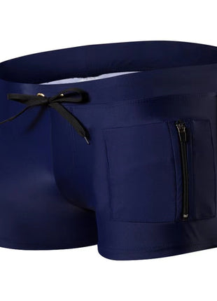 Men's Polyester High Waist Tight Lace-up Swimming Trunks