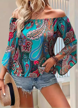 Off-the-shoulder Elegant Ruffle Sleeve Blouse