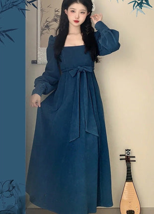 Long Sleeve Square-neck Dress